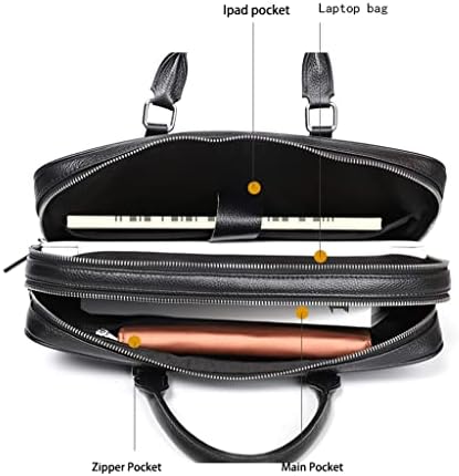 Фзздп Двојна Патент Чанта За Мажи Торба Вистинска Кожна Торба За Рамо Торби За Лаптоп Со Голем Капацитет Бизнис Со Чанти