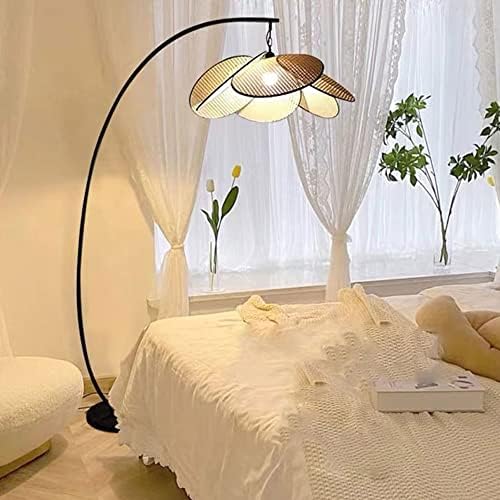 Мишум гроздобер стил ратан подни ламби за дневна соба Студија за спална соба Декор осветлување дома Е27 стои ламба јапонски подни ламби