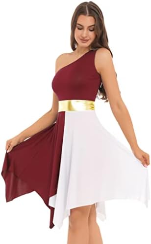 Hedmy liturgical пофалби за танцување танцов фустан во боја блок Туника Неправилна лирска танцова фустан