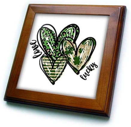 3дроза Денот На Свети Патрикс Љубов Среќни Зелени Срца Илустрација-Врамени Плочки