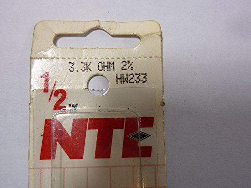 NTE Electronics HW233 Metal Flameproof Resistor, 1/2W, 2% толеранција, аксијално олово, 3,3k ом