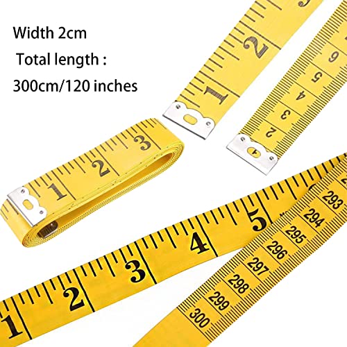 Луенес 3 парчиња 120 инчи/300 см мерка мерка, мерка на лента мерка на каросерија за мерење на каросеријата, двојно мека лента за шиење