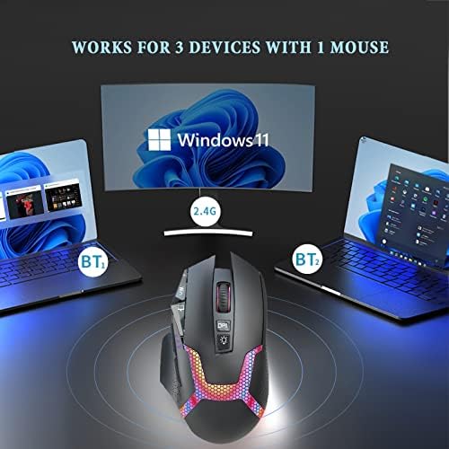 NYIEFADA Безжичен Компјутерски Глушец За Деца И Led Bluetooth Игри На Глувчето Suppономски Поддржува BT4. 0 BT5. 0
