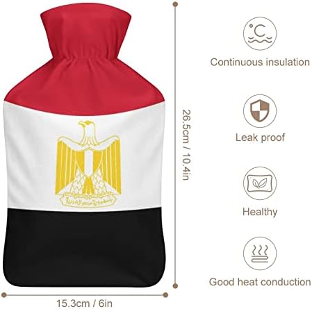 Египетско знаме Печатено шише со топла вода со мека кадифен капаче топла гумена вода торба за вбризгување 1000 мл