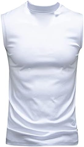 Машка маичка за маички без ракави Основно потсмев со лежиште тенок фит под-срамно влечење топлински резервоар врвови на врвовите