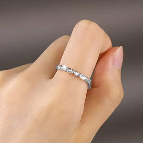 2023 Нов лебдечки дијамантски свадбен бенд Солидни дијаманти за жени геометриски прстен на ринестон за жени со големина 5 10 наследничка прстен