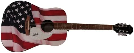Колтер Wallид потпиша автограм со целосна големина обичај едно-на-еден вид американско знаме Гибсон епифон Акустична гитара w/ JSA автентикација-Country