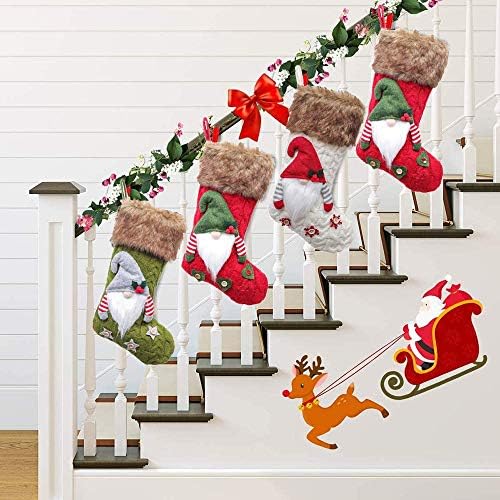 3 парчиња големи божиќни чорапи плетени гном бокоми чорапи Божиќни бонбони торбичка торба за новогодишни елки за новогодишно декор за новогодишни