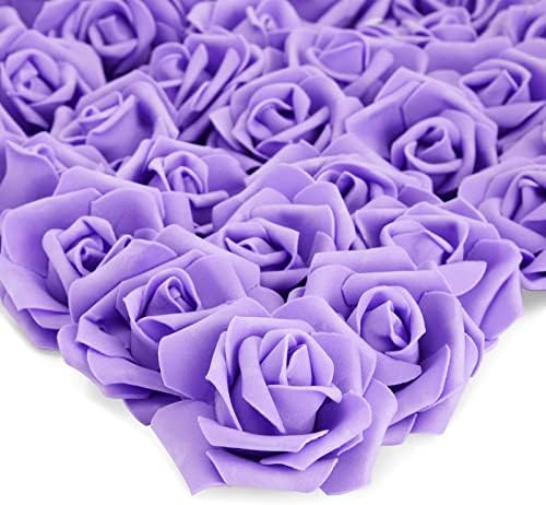 100 Пакувајте Виолетови Цвеќиња За Занаети, 3 Инчни Рози Од Пена Без Стебло За Украси На Ѕидови, Невестински Туш, Свадбени Приеми,