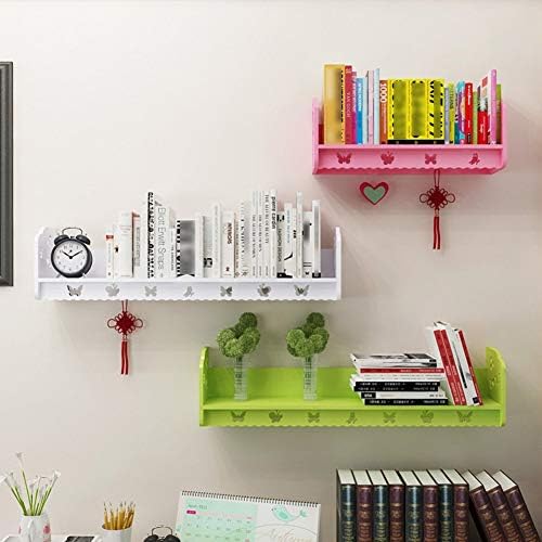 PIBM Стилски полица за едноставност Полнен wallид монтирани лебдечки решетки за складирање на спални книги креативни, 4 големини, 3 бои