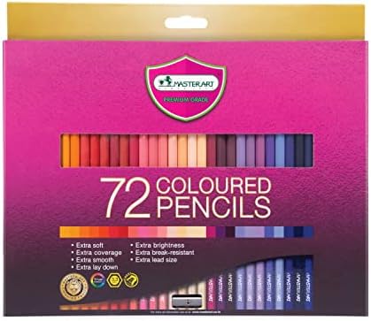 Masterart обоени моливи 72 бои за деца и возрасни боење, бесплатен острилка во кутијата