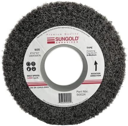 Sungold Abrasives 50024 Sun-Brite Silicon Carbide Finishing Clap четка S-Medium, 8 in. Дијаметар x 2 во дебела. x 3 in. Дупка, канеон