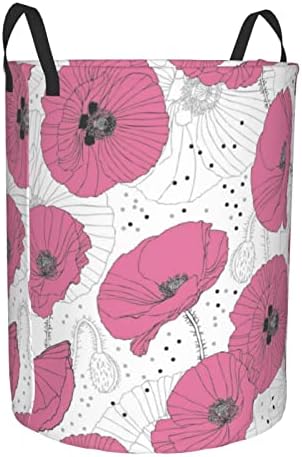 Розова Афион Печатена Корпа За Перење Склопувачка Кружна Корпа За Складирање Облека Дневни Потреби Торба За Складирање С/М Две