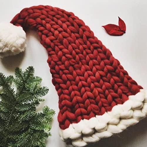 Божиќна Капа На Дедо Мраз Задебелена Плетена Забава Црвени Черепи Капа НА Бини HC022