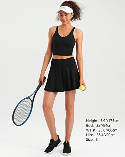 Stelе женски женски високи половини плетени тениски здолништа голф -голф со внатрешни шорцеви за атлетско трчање тренингот