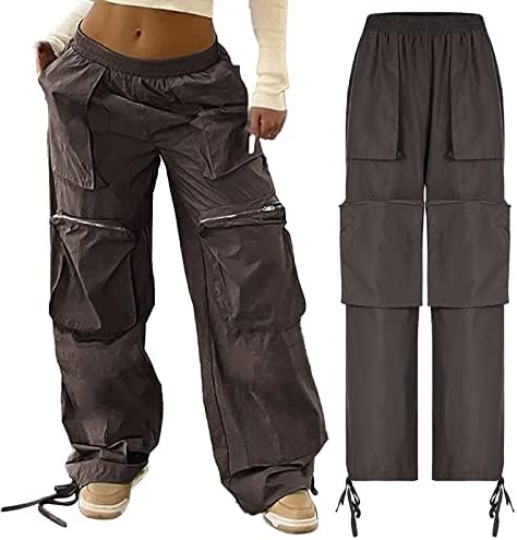 Keusn Трендовски панталони за жени плус големина преголеми буги падобран панталони широки нозе џогери хипи улична облека за улична облека