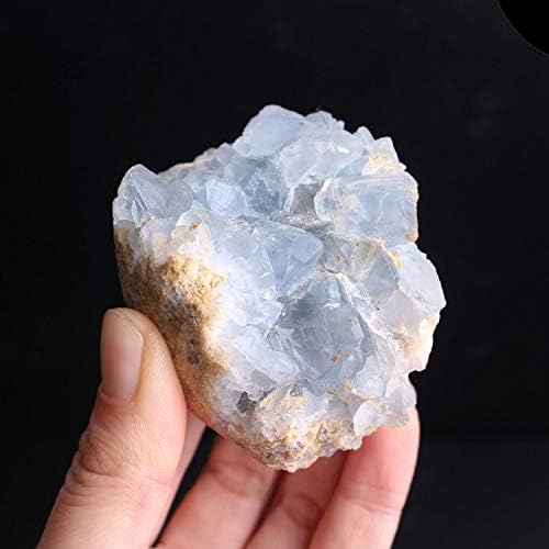 Laaalid xn216 1pc Голема природна сина цереститска кристална кластер Друзи небо сина геода форма случаен минерален декор мини симпатична