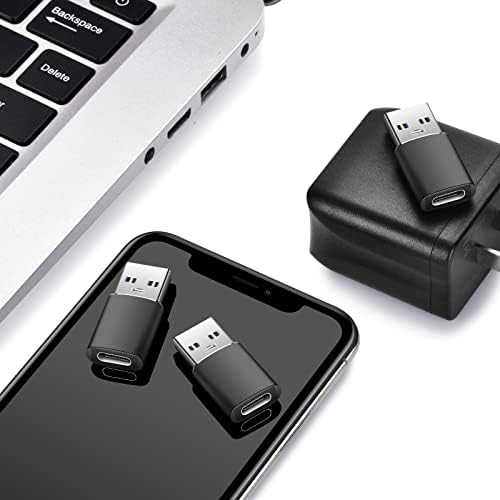 Wteehn 3 пакет USB C до USB адаптер, USB C 3.0 адаптер, USB тип Ц женски кон USB машки конвертор, адаптер од типот Ц, компатибилен со лаптопи, електрични банки, полначи