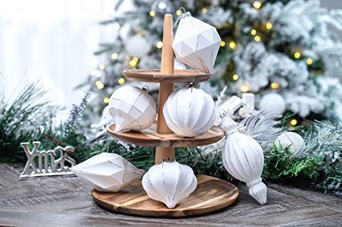 Valery Madelyn 8ct замрзнато зимско и бело стакло Божиќни украси за божиќни декор, украси за новогодишни елки за Божиќна декорација