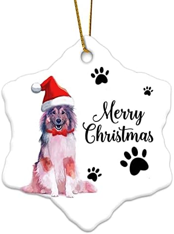Меморијални приврзоци Божиќни украси сопственик на миленичиња Среќно Божиќно куче со Божиќна капа ПЕТ ПЕА Декорација на Божиќ
