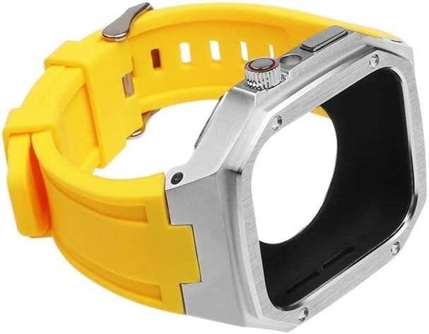 CNHKAU Шарени Силиконски Ремен Метален Случај За Apple Watch iwatch SE 8 7 6 5 4 40mm 41mm 44mm 45mm Мажите Ја Заменуваат Модификацијата