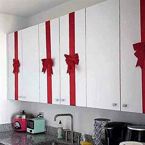 EZ кујна 4 парчиња кабинет врата празнични панделки и празници за украси на лакови, црвена боја