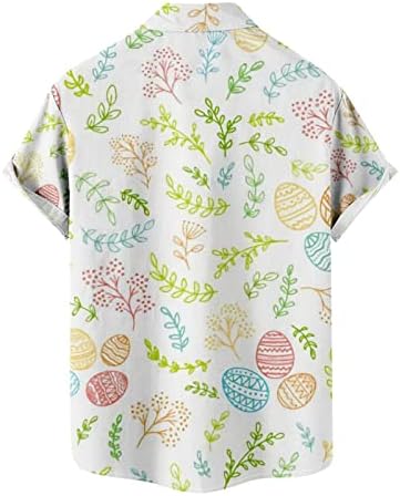 Велигденски ден машка хавајска кошула памук со кратки ракави со кратки ракави надолу по летниот одмор лесен тропски кошули на плажа