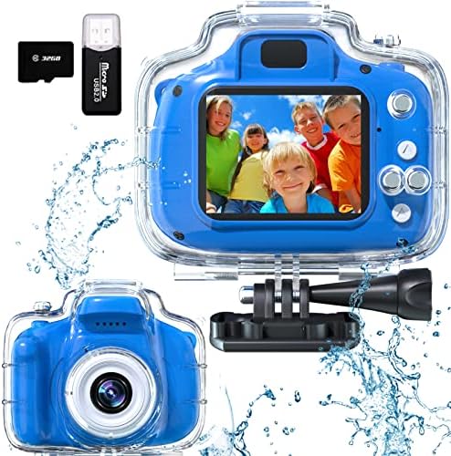 Детска Камера Водоотпорна Подводна Камера за 3-12 Годишни Момчиња Девојчиња 2 Инчни IPS Екран 1080p HD Дигитална Детска Видео
