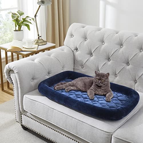Кумихон луксузен мачки кревет душек, кучиња гајба кревет мека плишано милениче ПЕТ ПЕТ ПЕТИВЕН ПОДНЕСУВАЕ, не-лизгање гајба за гајба за кучиња гајба, душек, миленич