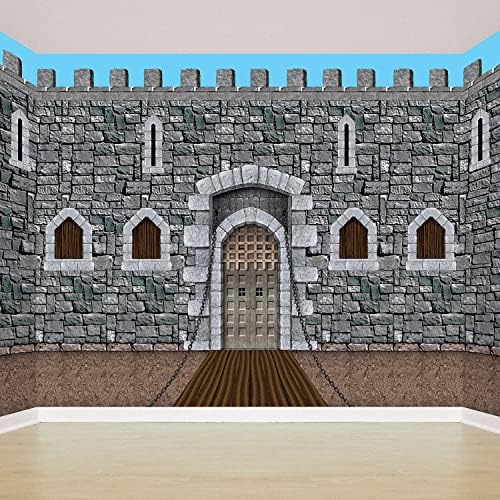 Beistle 27 парче печатена пластична средновековна тема замок врата и прозорец фотографии, украси за принцези за вашиот wallид