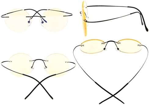Очила Титаниум Без Обрач Портокалови Затемнети Леќи Компјутерски Очила За Читање Читатели Мажи Жени