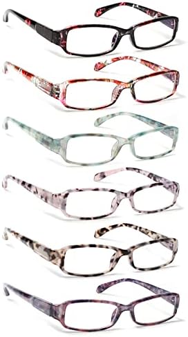 Хенотин 6 Спакувајте Очила За Читање За Жени Сина Светлина Блокирајќи Стилски Дами Читатели Со Очила За Печатење Шаблони