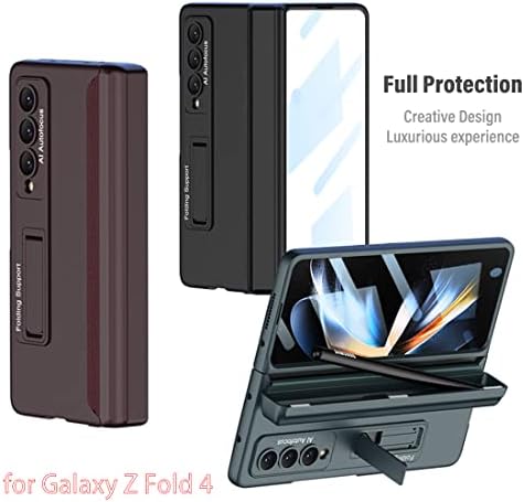 Kumwum Z Fold 4 Случај, Телефон Случај За Samsung Galaxy Z Пати 4 5G со S Држач За Пенкало И Kickstand 360 Целосна Заштита Шарка