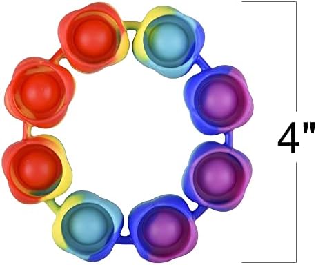 ArtCreativity Rainbow Bubble Popper Bangles, сет од 4, нараквици за нараквици за сензорна игра, играчки за олеснување на стресот