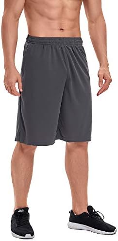 Деворопа машки атлетски кошаркарски шорцеви со лабава перформанси со спортски тренинзи шорцеви патенти џебови