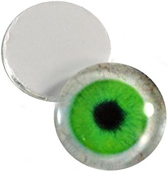 6 мм пар зелени и бели стаклени очи што изработуваат снабдување со рамен кабохони за правење кукли или накит