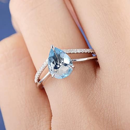 2023 година Нов извонреден дијамантски прстен Елегантен ринстон прстен накит прстени жени мода дијамантски сини циркони прстени