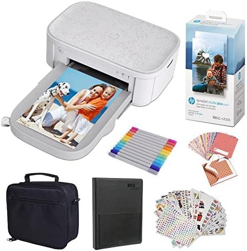 HP Sprocket Studio Plus и пакет со фото хартија - Безжичен печатач и двојно пакет хартиени касети