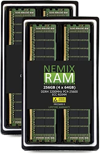 Nemix RAM меморија 256 GB DDR4-3200 PC4-25600 ECC RDIMM регистрирана надградба на меморијата на серверот за Dell EMC PowerEdge XE8545