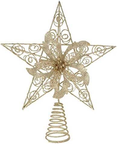 Тодмоми Божиќни Украси Божиќна Ѕвезда Топер Украс Златна Ѕвезда Дрво Топер ЛЕД Светла Божиќна Елка Топер Божиќна Декорација Божиќна