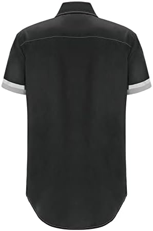 Копчиња за кратки ракави за кратки ракави на Ubst Mens Down Music Note Печатете опуштено вклопни врвови крпеница лабава обична кошула
