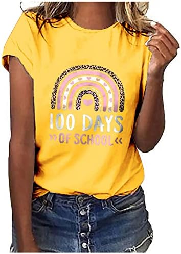 Тинејџерски девојки блуза есен лето трендовски кратки ракави екипаж памук цветна графичка кошула за чиста блуза за жени 13