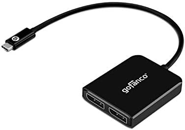 Gofanco USB-C до двојниот 4K DisplayPort MST адаптер Сплитер, 4K @30Hz, USB тип C за да се прикаже конвертор на мулти монитори, Thunderbolt