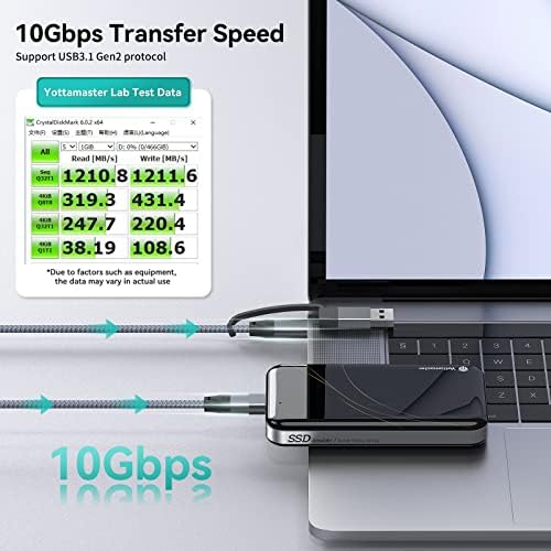 Yottamaster 500gb Пренослив SSD, До 1050MB/s, USBC USB3. 2 Надворешен Погон Со Цврста Состојба Со Алуминиумски Ладилник-Nvme
