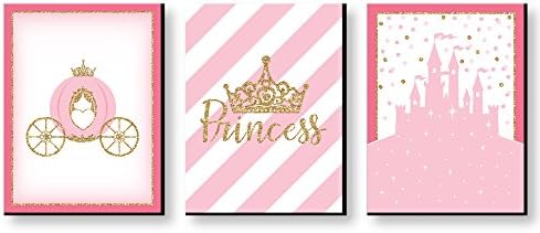 Голема Точка На Среќа Мала Принцеза Круна - Замок Расадник Ѕид Уметност И Детска Соба Украси-Идеи За Подароци-7,5 х 10 инчи-Сет од 3 Отпечатоци