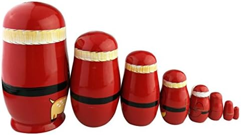 8 парчиња кутии Прекрасна црвена Дедо Мраз со бели големи кукли за гнездење на брада, матриошка руска кукла популарна рачно изработена