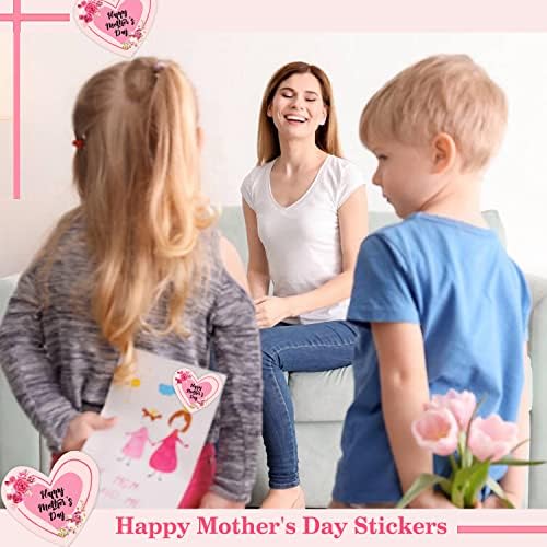 Среќен ден на мајката налепници во форма на срце 2 инчи цветни мајки за дар