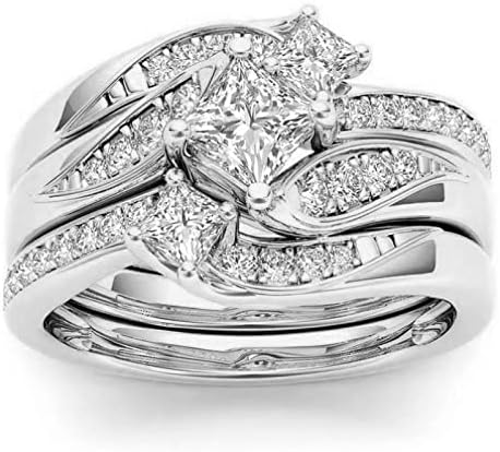 Цветни прстени за смола за жени сребро злато ветување прстени деликатен дизајн јазол сет дијамантски моден прстен светло луксуз со високо