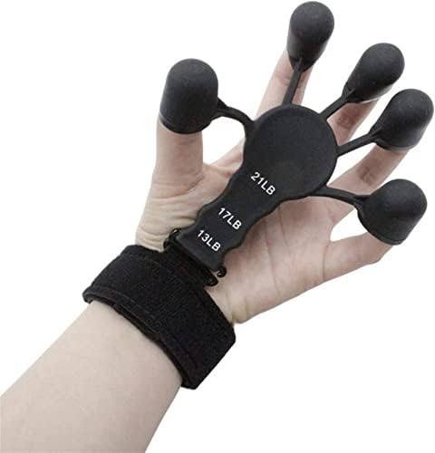 QBOMB 2PCS засилувач на прстот, прилагодлив вежбач на прсти, вежбач за продолжување на прстите со 6 отпорност, тренинг за свиткување