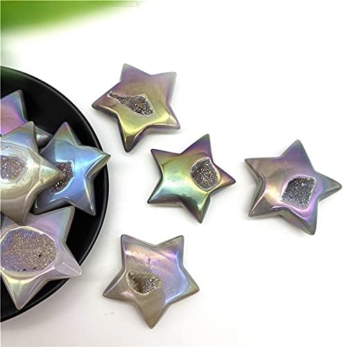Binnanfang AC216 1PC Наурална електроплетирана Aura Agate starвезда врежана кристална геодера кварц фигура за лекување кристали подароци природни